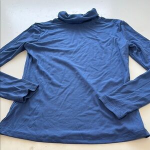 Fashion Medium Blue Long Sleeve Turtle Neck Lightweight T Shirt